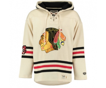 Blackhawks Cream Men's Customized All Stitched Sweatshirt