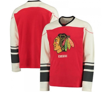 Blackhawks Red CCM Men's Customized All Stitched Hooded Sweatshirt