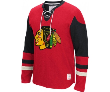 Blackhawks Red Throwback Men's Customized All Stitched Hooded Sweatshirt