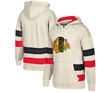 Chicago Blackhawks Cream Men's Customized All Stitched Hooded Sweatshirt