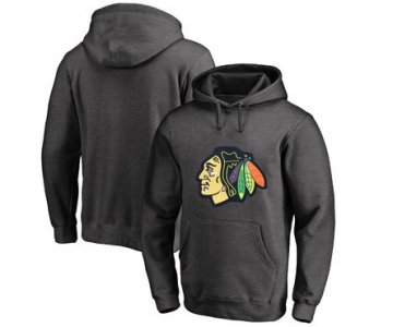 Chicago Blackhawks Dark Gray Men's Customized All Stitched Pullover Hoodie