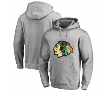Chicago Blackhawks Gray Men's Customized All Stitched Pullover Hoodie