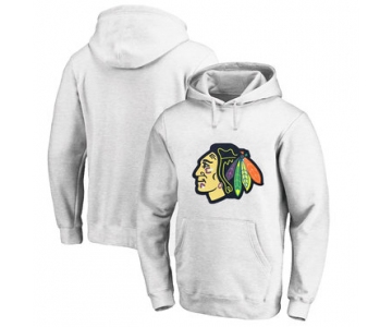 Chicago Blackhawks White Men's Customized All Stitched Pullover Hoodie