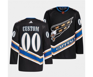 Men's Washington Capitals Custom Black 2022-23 Reverse Retro Stitched Jersey