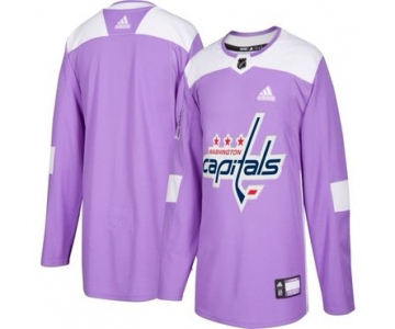 Men's Washington Capitals Purple Pink Custom Adidas Hockey Fights Cancer Practice Jersey