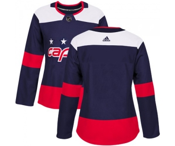 Women's Adidas Washington Capitals Blank Navy Authentic 2018 Stadium Series Stitched NHL Custom Jersey