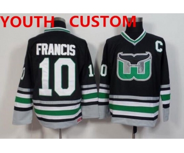 Youth Hartford Whalers Mens Customized Black Throwback Jersey