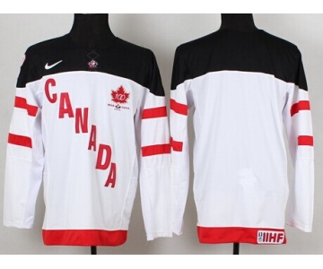 2014/15 Team Canada Kids' Customized White 100TH Jersey