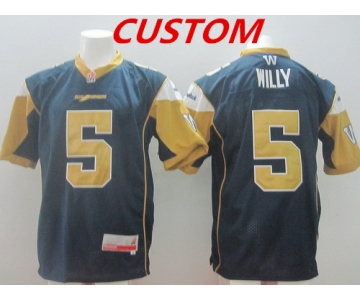 Custom CFL Winnipeg Blue Bombers Navy Blue Jersey