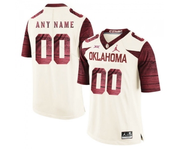 Oklahoma Sooners White With Red Men's Customized College Football Jersey