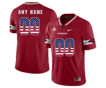 Arkansas Razorbacks Red Men's College Football USA Flags Customized Jersey