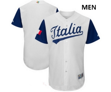 Men's Italy Baseball Majestic White 2017 World Baseball Classic Custom Team Jersey