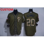 Men's Philadelphia Phillies Custom Retired Green Salute to Service Cool Base Stitched MLB Jersey