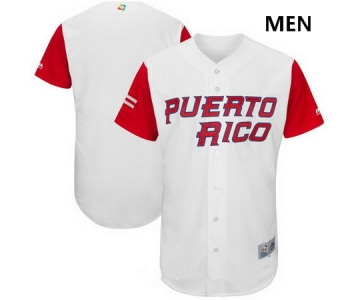 Men's Puerto Rico Baseball Majestic White 2017 World Baseball Classic Custom Team Jersey