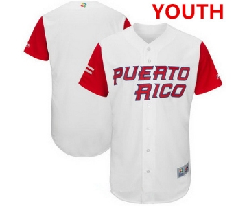 Youth Puerto Rico Baseball Majestic White 2017 World Baseball Classic Custom Team Jersey