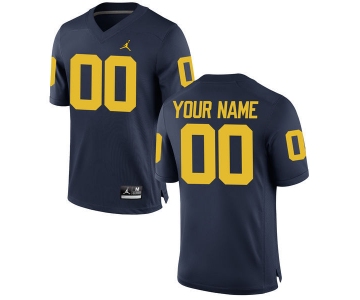 Men's Michigan Wolverines Custom Brand Jordan Navy Blue Stitched College Football 2016 NCAA Jersey