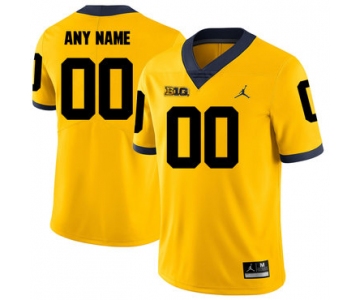 Michigan Wolverines Men's Yellow Customized College Football Jersey