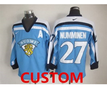 Custom Men's Team Finland Nike Light Blue Vintage Throwback Jersey