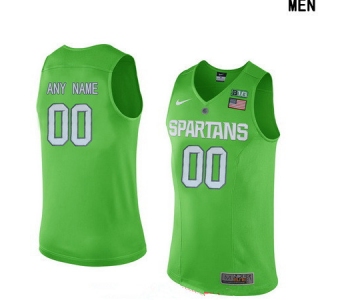 Men's Michigan State Spartans Custom Nike College Basketball Authentic Jersey - Apple Green