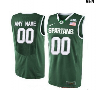 Men's Michigan State Spartans Custom Nike College Basketball Authentic Jersey - Green