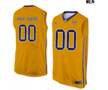 Men's LSU Tigers Custom College Basketball Nike Elite Jersey - Gold