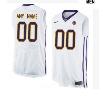 Men's LSU Tigers Custom College Basketball Nike Elite Jersey - White