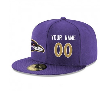 Baltimore Ravens Custom Snapback Cap NFL Player Purple with Gold Number Stitched Hat