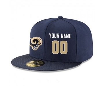 Los Angeles Rams Custom Snapback Cap NFL Player Navy Blue with Gold Number Stitched Hat