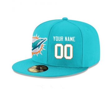 Miami Dolphins Custom Snapback Cap NFL Player Aqua Green with White Number Stitched Hat