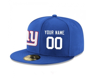 New York Giants Custom Snapback Cap NFL Player Royal Blue with White Number Stitched Hat