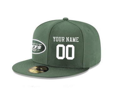 New York Jets Custom Snapback Cap NFL Player Green with White Number Stitched Hat