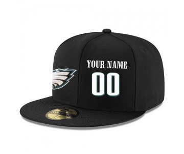 Philadelphia Eagles Custom Snapback Cap NFL Player Black with White Number Stitched Hat
