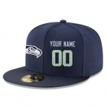 Seattle Seahawks Custom Snapback Cap NFL Player Navy Blue with Gray Number Stitched Hat