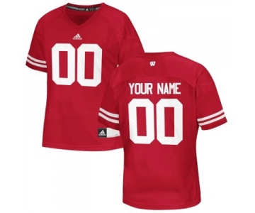 Mens Wisconsin Badgers Custom Replica Football Jersey - 2015 Red