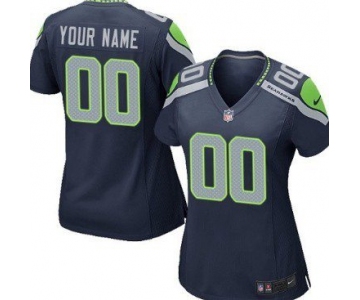 Women's Nike Seattle Seahawks Customized Navy Blue Game Jersey