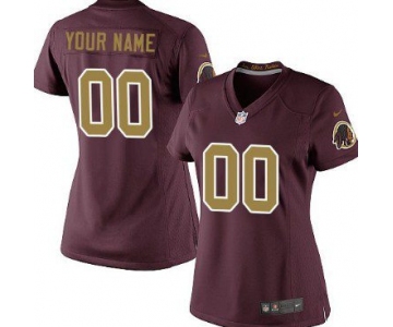 Women's Nike Washington Redskins Customized Red With Gold Game Jersey