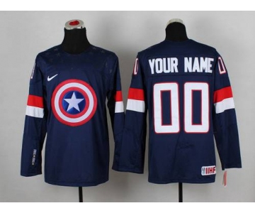 2015 Men's Team USA Customized Captain America Fashion Navy Blue Jersey