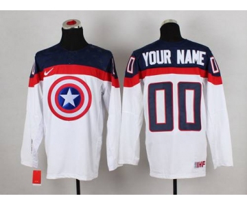 2015 Men's Team USA Customized Captain America Fashion White Jersey