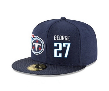 Tennessee Titans #27 Eddie George Snapback Cap NFL Player Navy Blue with White Number Stitched Hat