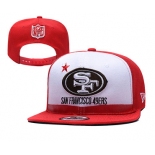 49ers Team Logo White Red 2019 Draft Adjustable Hat YD
