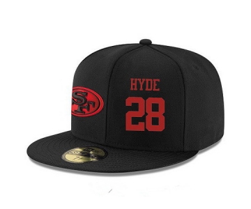 San Francisco 49ers #28 Carlos Hyde Snapback Cap NFL Player Black with Red Number Stitched Hat