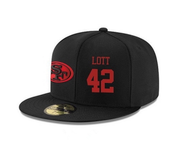 San Francisco 49ers #42 Ronnie Lott Snapback Cap NFL Player Black with Red Number Stitched Hat