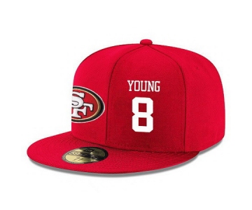 San Francisco 49ers #8 Steve Young Snapback Cap NFL Player Red with White Number Stitched Hat
