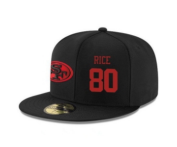 San Francisco 49ers #80 Jerry Rice Snapback Cap NFL Player Black with Red Number Stitched Hat