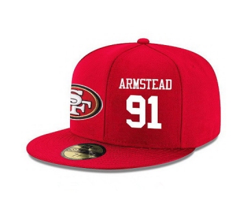 San Francisco 49ers #91 Arik Armstead Snapback Cap NFL Player Red with White Number Stitched Hat
