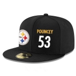 Pittsburgh Steelers #53 Maurkice Pouncey Snapback Cap NFL Player Black with White Number Stitched Hat