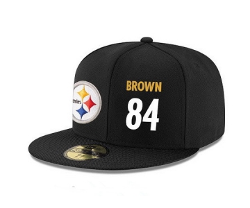 Pittsburgh Steelers #84 Antonio Brown Snapback Cap NFL Player Black with White Number Stitched Hat