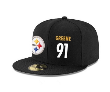 Pittsburgh Steelers #91 Kevin Greene Snapback Cap NFL Player Black with White Number Stitched Hat