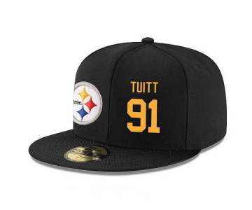 Pittsburgh Steelers #91 Stephon Tuitt Snapback Cap NFL Player Black with Gold Number Stitched Hat