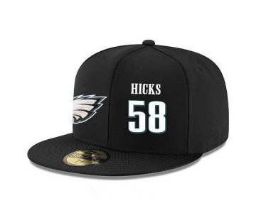 Philadelphia Eagles #58 Jordan Hicks Snapback Cap NFL Player Black with White Number Stitched Hat